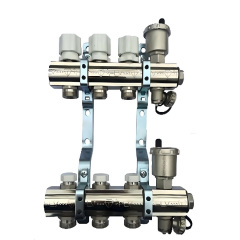 Коллектор теплого пола HLV 1″3/4″ c 3 выходами, с расходомерами + сливная группа Кропивницький