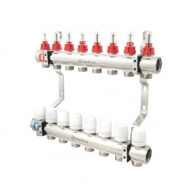 Коллектор теплого пола Polmark 1″3/4″ c 8 выходами, с расходомерами (PBMF108)