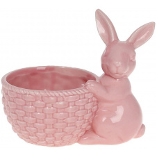 Кашпо декоративное Кролик с корзинкой 16х10.5х14см Pink DP78896 BonaDi