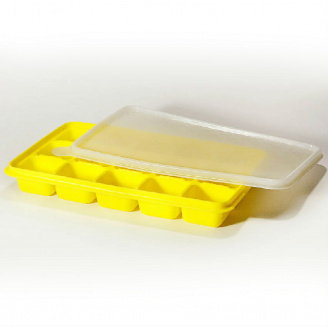 Силіконова форма Ytech для льоду із силіконовою кришкою 15 кубиків по 17 х 11 см жовта