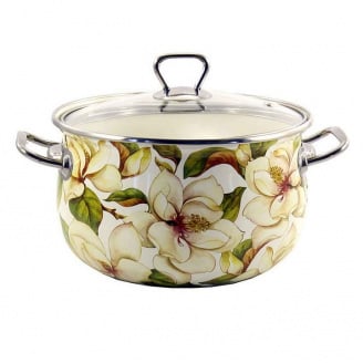 Каструля емальована Interos 17150-2,1 Магнолія 2,1 л 16 см