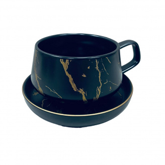 Чашка с блюдцем фарфоровая BonaDi 805-731 320 мл Мраморная Роскошь