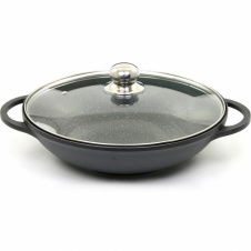 Сковорода Maestro WOK Granite с крышкой 32 см Черный MR-4832