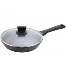 Сковорода Maestro Granite антипригарна з кришкою 20 см Чорно-сірий MR-1225-20
