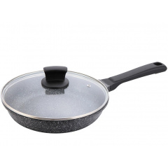 Сковорода Maestro Granite антипригарна з кришкою 20 см Чорно-сірий MR-1225-20 Київ