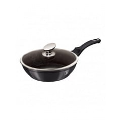 Сковорода глубокая Berlinger Haus Metallic Line Carbon Pro Edition с термостойкой стеклянной крышкой 24 см Черный BH-6895 Буча