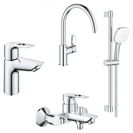 Набір змішувачів для ванни і кухні 4 в 1 Grohe BauLoop хром (UA123225K3)