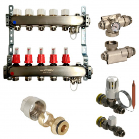 Колектор для теплої підлоги Heat-Pex 1x3/4 на 5 контурів з витратомірами євроконус