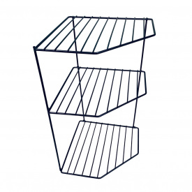 Органайзер-підставка для тарілок Stenson 50210-12 L 3 яруси 25x25x43 см Чорний