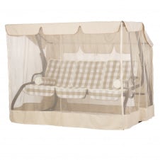 Садова річна гойдалка Vitan Сієста тримісна з тентом і москітною сіткою сидіння дралон бежева клітка