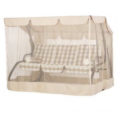 Садова річна гойдалка Vitan Сієста тримісна з тентом і москітною сіткою сидіння дралон бежева клітка Київ
