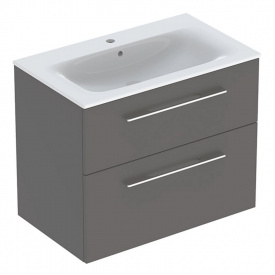 Тумба в ванную Geberit Selnova Square Slim Rim 78,8х48 с умывальником, серая (501.241.00.1)