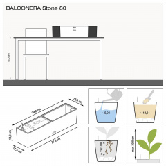 Вазон Lechuza Balconera Stone 80 серый-камень 12 л Киев