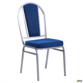 Стілець Банкетний Преміум Лайн срібні ніжки з м'яким сидінням синього кольору