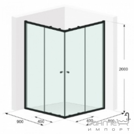 Душевая кабина Liberta Chelsea 900x800x2000 черный матовый/стекло графит, ручка круглый кноб, защ. покрт.