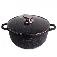 Кастрюля алюминиевая литая с антипригарным покрытием с крышкой Kamille 4,5л 24х11,5см Черный 4405 Изюм