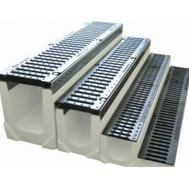 Лоток бетонный с чугунной решоткой размер 260х260х1000 