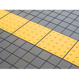 Тактильна плитка бетонна підлогова "шаблон уваги" 300х300х60, жовта