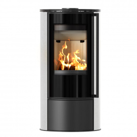 Печь-камин на дровах Kratki PRO ERIK WHITE SATIN 5,5 кВт сталь, напольный (Ø150)