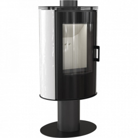 Печь-камин на дровах Kratki KOZA AB S/N/O/DR GLASS 8 кВт белый кафель, сталь, напольный (Ø150)