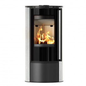 Печь-камин на дровах Kratki PRO ERIK WHITE NATURAL 5,5 кВт сталь, напольный (Ø150)