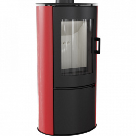 Печь-камин на дровах Kratki KOZA AB S/DR 8 кВт красный кафель, сталь, напольный (Ø150)