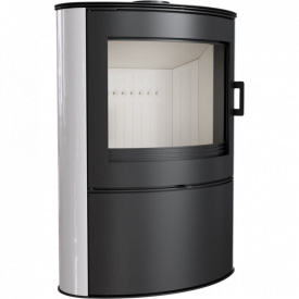 Печь-камин на дровах Kratki KOZA AB S/2 10 кВт сталь, белый кафель (Ø150)