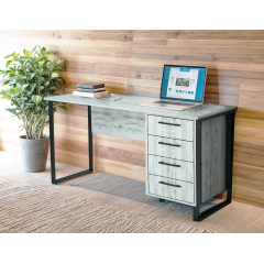 Стол письменный Tobi Sho LOFT Iceberg СПЛА/2 прямой с ящиками, столешница 36 мм, 1400х600х765 Дуб крафт белый Курень