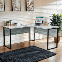 Стіл кутовий офісний Tobi Sho LOFT Iceberg СУЛА/1-1 стільниця 18 мм, 1400х1200х750 Дуб крафт білий Полтава