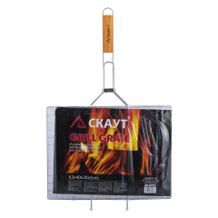 Залізна решітка з дерев'яною ручкою для гриля 40x30x2см Kamille KL225180 Харків