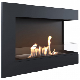 Биокамин Kratki DELTA стальной, черный со стеклом (DELTA/P/700/TUV/PRZESZKLENIE)