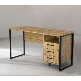 Стіл письмовий Tobi Sho LOFT Gold СПЛГ/3-1 прямий з 3 шухлядами, стільниця 18 мм, 1400х600х750 Дуб аппалачі