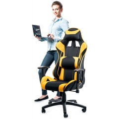 Крісло поворотне VIPER чорне / жовте Якимівка