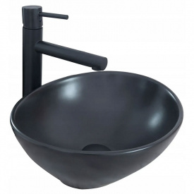 Умывальник накладной REA SOFIA 410х345 овальный, черный матовый (REA-U0333)