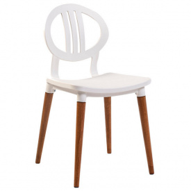 Стілець Турин пластик білий на букових ніжках