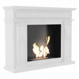 Биокамин Kratki OCTOBER стальной, без стекла, белый (OCTOBER/TUV)