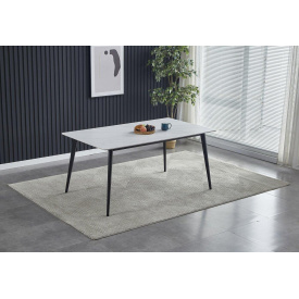 Стіл SABA CERAMIC 130*70 білий глянець/чорний каркас