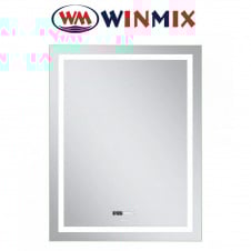 Зеркало для ванной комнаты Winmix Premium FLASH MR21-60x80 (с LED-подсветкой, часы, антизапотевание)