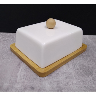 Масляна фарфорова з бамбуковою підставкою Naturel 13.5 х 12 х 7.5 см BonaDi 289-144