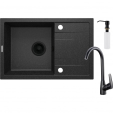 Кухонная мойка Deante Corio ZQN_N113 670х440 врезная, графит + смеситель BMO_062M, дозатор ZZZ_000D (ZRCC2113)