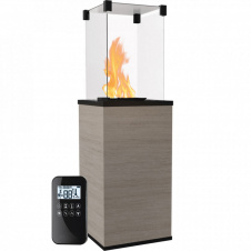 Газовый обогреватель Kratki Patio Mini 8,2 кВт сталь, уличный, дерево + пульт (керамогранитовая отделка)