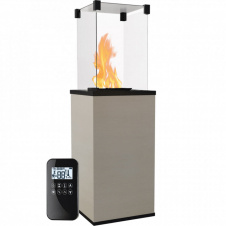 Газовый обогреватель Kratki Patio Mini 8,2 кВт сталь, уличный, светло-бежевый + пульт (керамогранитовая отделка)