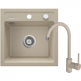 Кухонная мойка Deante Zorba ZQZ_7103 440х440 врезная, песочный + смеситель BEN_762M (ZQZA7103)