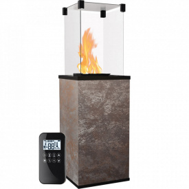 Газовый обогреватель Kratki Patio Mini 8,2 кВт сталь, уличный, бронза + пульт (керамогранитовая отделка)