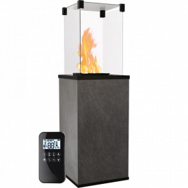 Газовый обогреватель Kratki Patio Mini 8,2 кВт сталь, уличный, угольный + пульт (керамогранитовая отделка)