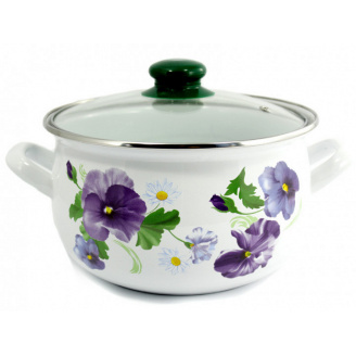 Каструля емальована 3,1 літра d-18 Фіалка Interos 2999 (73183) ITR