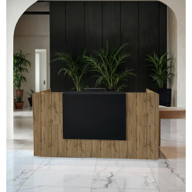 Стойка администратора Tobi Sho Ресепшн/1 для офиса, салона с ящиками, 2000х800х1000 Дуб аппалачи/Черный