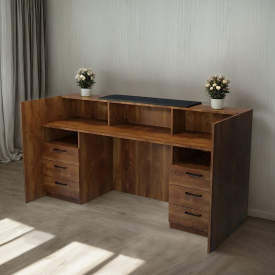 Стійка адміністратора Tobi Sho Рецепція/1 для офісу, салону з шухлядами, 2000х800х1000 Фаєрвуд/Чорний