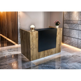 Стійка адміністратора Tobi Sho Рецепція/2 для офісу, салону з підсвічуванням, 1400х800х1000 Дуб аппалачі/Чорний