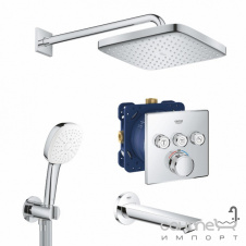 Душевая система скрытого монтажа с термостатом и изливом Grohe Grotherm SmartControl New Tempesta 250 UA26415SC6 хром